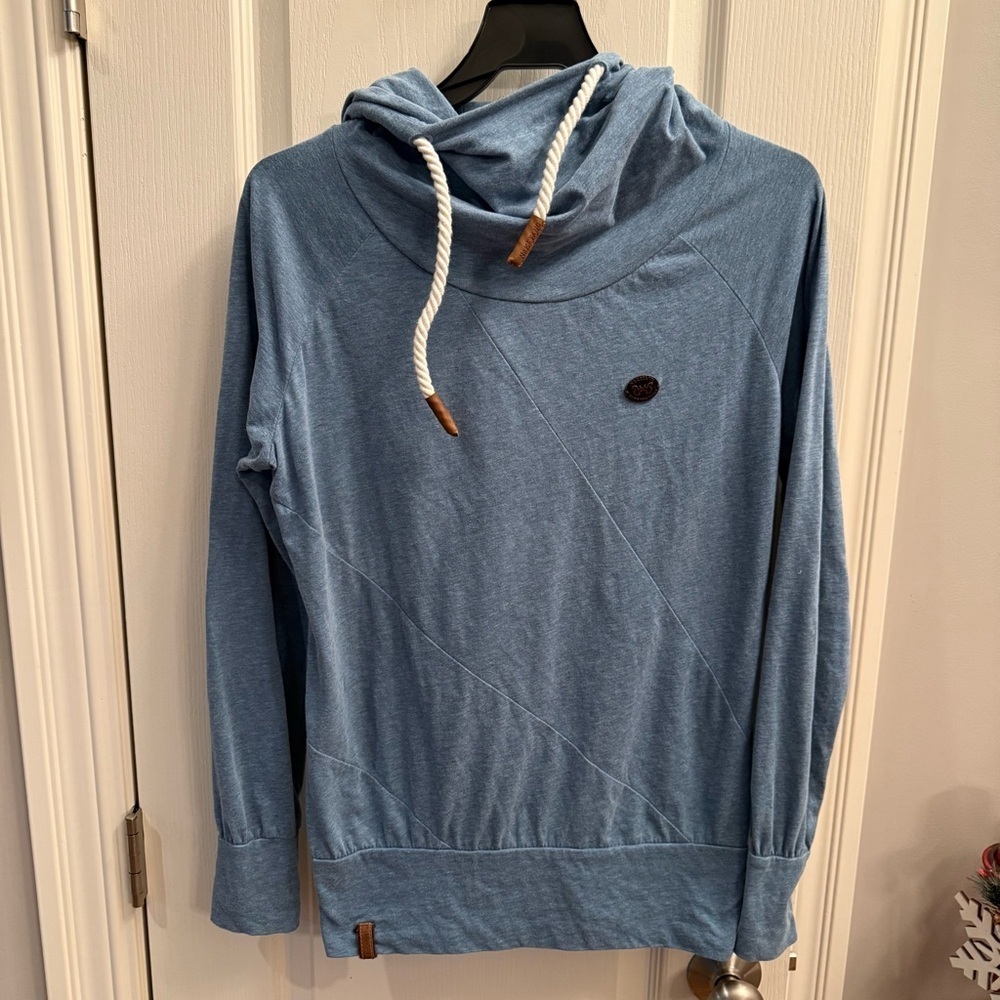 Naketano Mandy Hoody in Teal with cowl neck. Size medium
